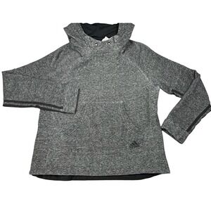 ADIDAS Gray Pullover Long Sleeve Hoodie Sweatshirt Women's Medium Side Stripes